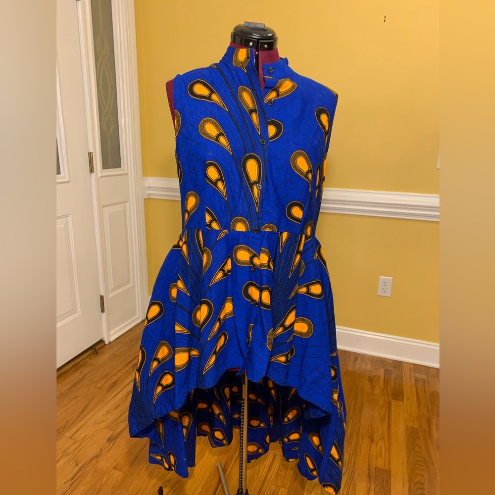 Mae Otti Vibrant Blue and Orange Patterned Top